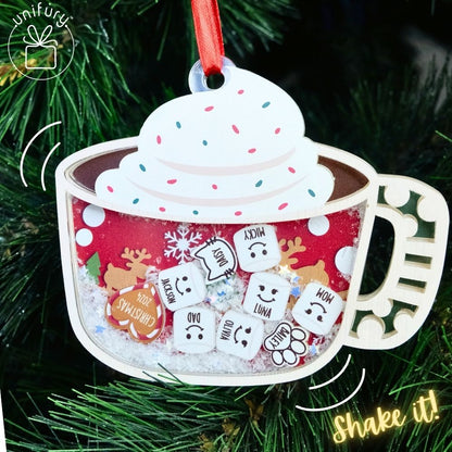 Custom Marshmallows Hot Chocolate Pet Family 4D Shaker Ornament