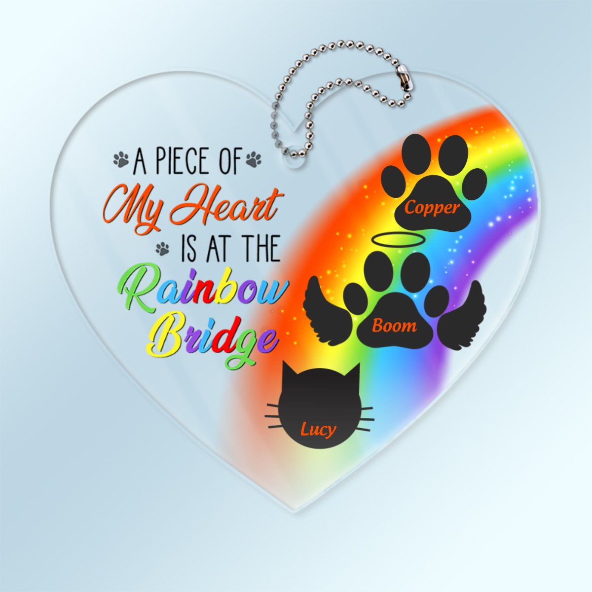 Memorial - A Piece Of My Heart Is At The Rainbow Bridge - Personalized Acrylic Car Hanger (LH) - The Next Custom Gift
