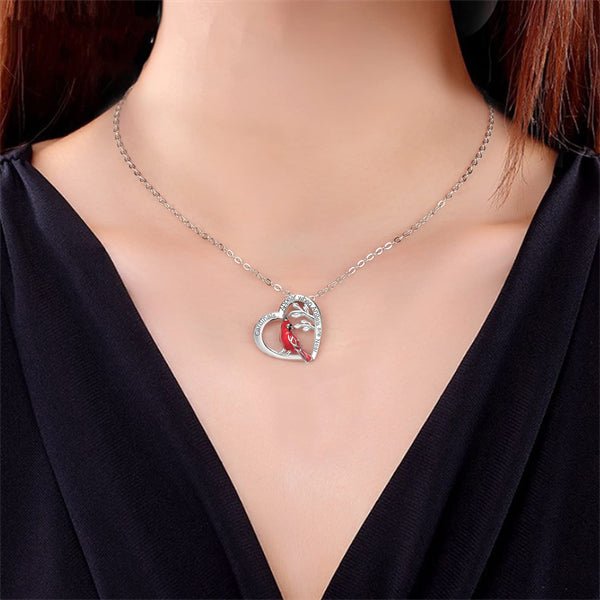 Memorial - Cardinal Heart Pendant Necklace - Necklace - The Next Custom Gift