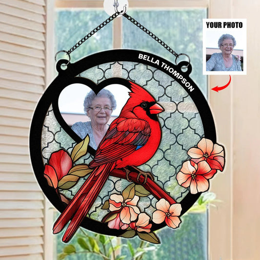 Memorial - Cardinal I'm By Your Side - Personalized Window Hanging Suncatcher Ornament (HJ) - The Next Custom Gift