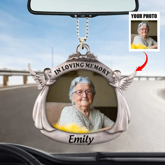 Memorial Custom Photo Angel In Loving Memory - Personalized Car Photo Ornament - The Next Custom Gift