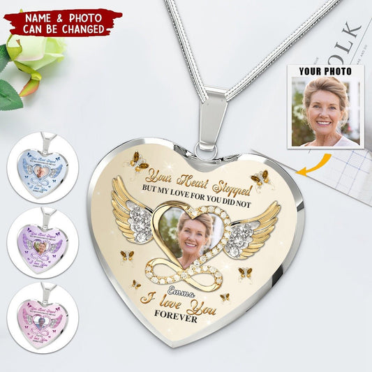 Memorial - Heart Wings Infinity, I Love You Forever Upload Photo - Personalized Necklace - The Next Custom Gift