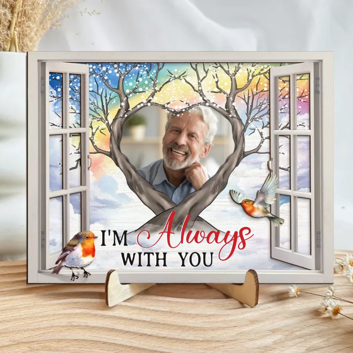 Memorial - I'm Always With You - Personalized Wooden Photo Plaque - The Next Custom Gift
