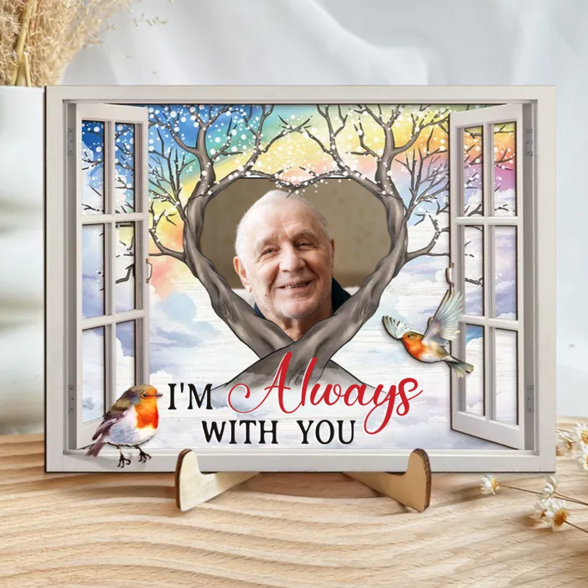 Memorial - I'm Always With You - Personalized Wooden Photo Plaque - The Next Custom Gift