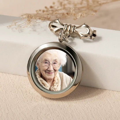 Memorial - Keep Your Loved One's Memory Close Custom Photo - Personalized Bow Pin - The Next Custom Gift