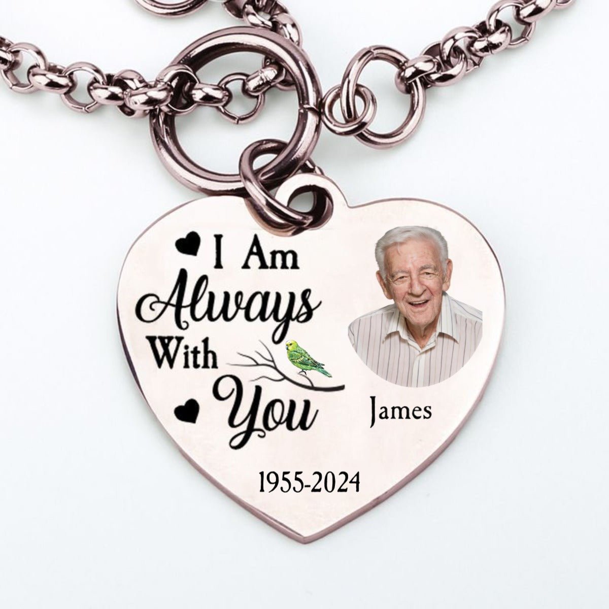 Memories - I Am Always With You - Personalized Photo Heart Bracelet - The Next Custom Gift
