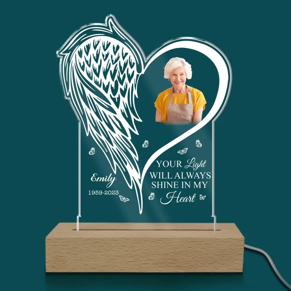 Memories - Your Light Will Always Shine In My Heart - Personalized Acrylic Plaque - The Next Custom Gift