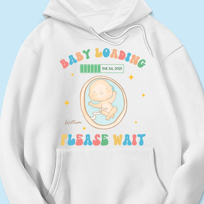 Baby Loading Please Wait Personalized Shirt for New Mom, Pregnancy Announcement Gift for Her, Cute Baby Announcement Shirt for Pregnancy Reveal Shirt