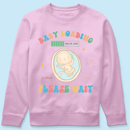 Baby Loading Please Wait Personalized Shirt for New Mom, Pregnancy Announcement Gift for Her, Cute Baby Announcement Shirt for Pregnancy Reveal Shirt