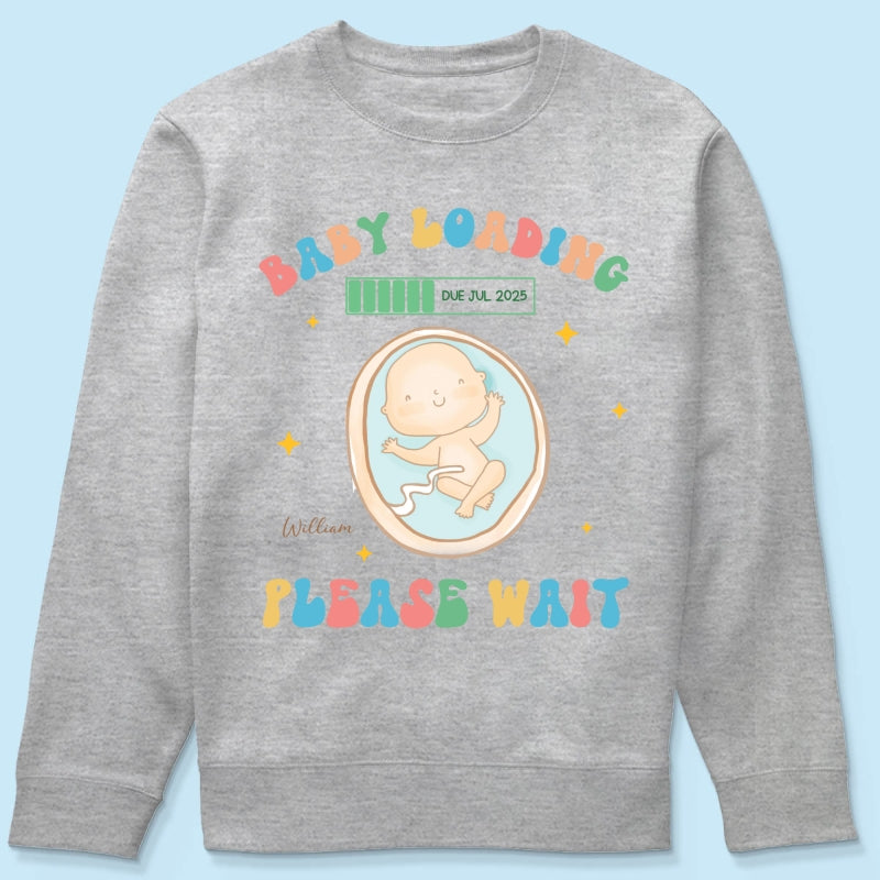 Baby Loading Please Wait Personalized Shirt for New Mom, Pregnancy Announcement Gift for Her, Cute Baby Announcement Shirt for Pregnancy Reveal Shirt