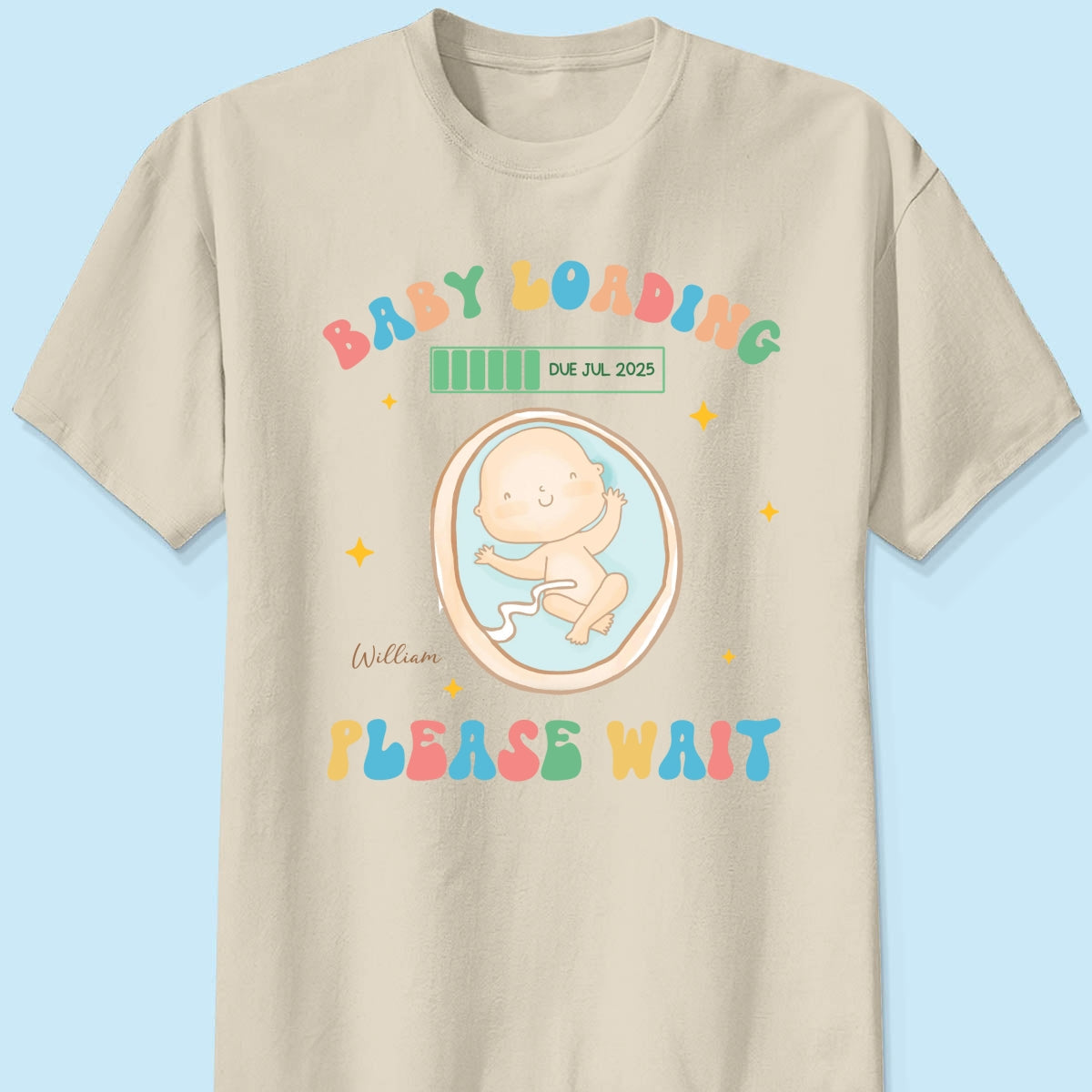 Baby Loading Please Wait Personalized Shirt for New Mom, Pregnancy Announcement Gift for Her, Cute Baby Announcement Shirt for Pregnancy Reveal Shirt