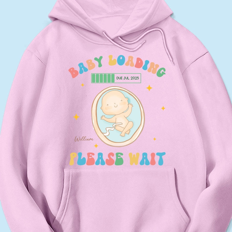 Baby Loading Please Wait Personalized Shirt for New Mom, Pregnancy Announcement Gift for Her, Cute Baby Announcement Shirt for Pregnancy Reveal Shirt