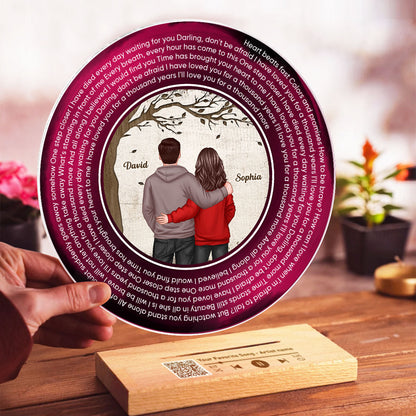 Favorite Place In The World Couple Standing Back View Personalized Vinyl Lyrics Record - Acrylic Song Plaque - Valentine's Day Gift, Anniversary Gift For Couple, For Him, For Her, Husband, Wife