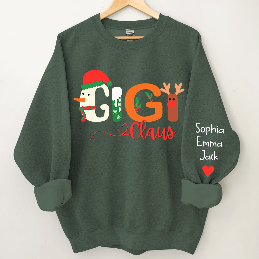 Personalized Gigi claus And Grandkids Merry Christmas Sweatshirt