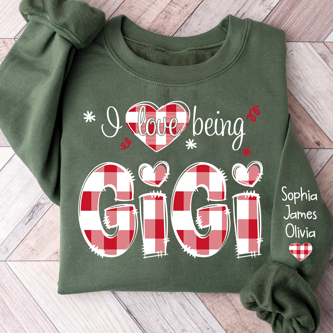 I love being Grandma Buffalo Plaid Red And Grandkids 2024 Christmas Sweatshirt