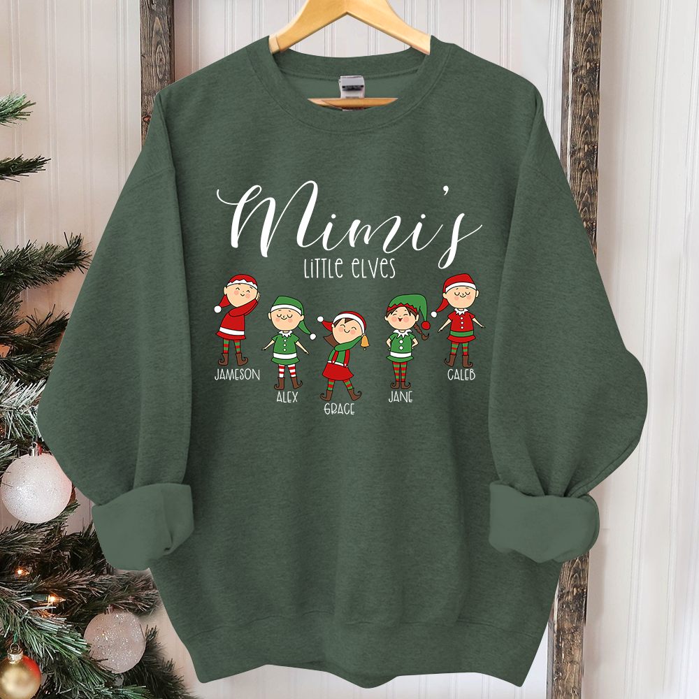 Mimi little elves And Grandkids Christmas Merry Sweatshirt