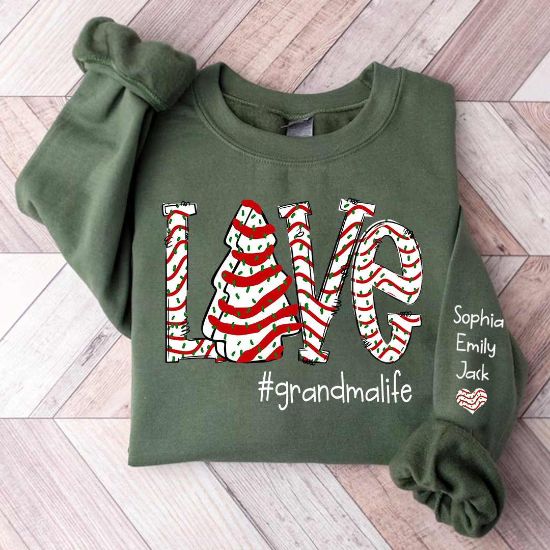 Personalized Love grandmalife Cake Christmas With Grandkids Sweatshirt