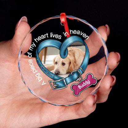 You Left Paw Prints In My Heart Forever Heart Collar Dog Memorial Personalized Glass Ornament