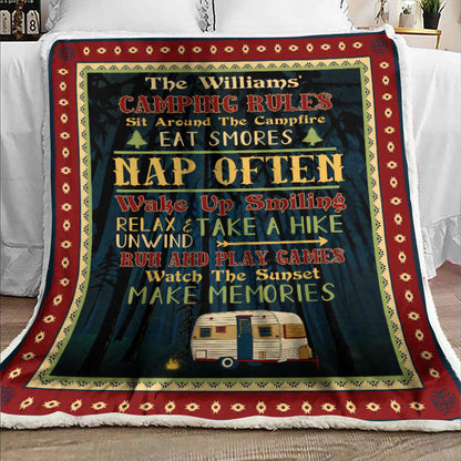 Camping Rules Sit Around Custom Blanket