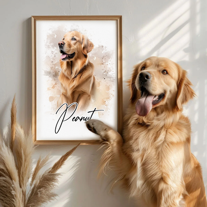 Personalized Watercolor Pet Poster From Photo, Gift For Pet Owners, New Pet Gift, Pet Memorial Gift