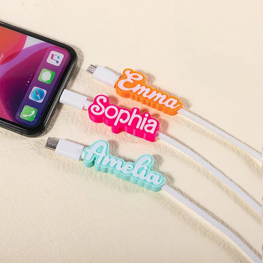 Personalised 3D Print Name USB Cable 1.5 Meter for iPhone Micro USB Type C Mobile Phone Accessory Christmas Birthday Gift for Friend Family