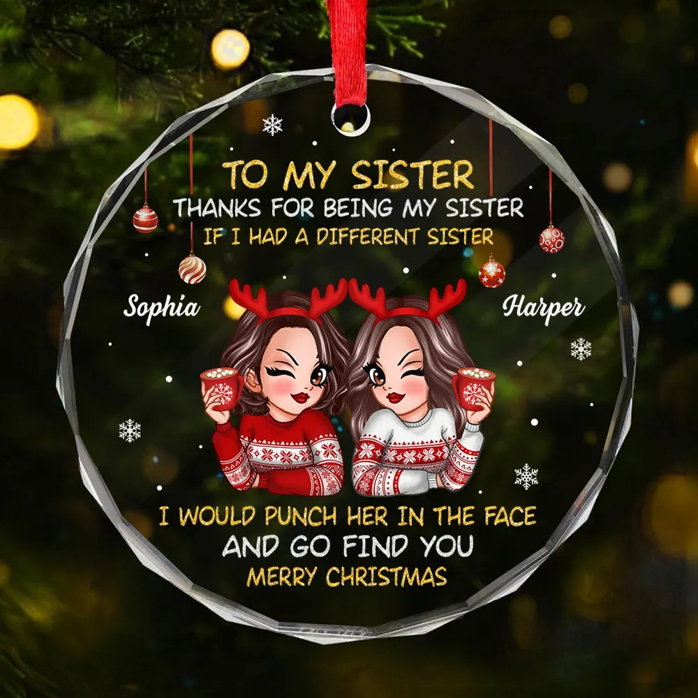 To My Sister Brother Merry Christmas - Personalized Circle Acrylic Ornament