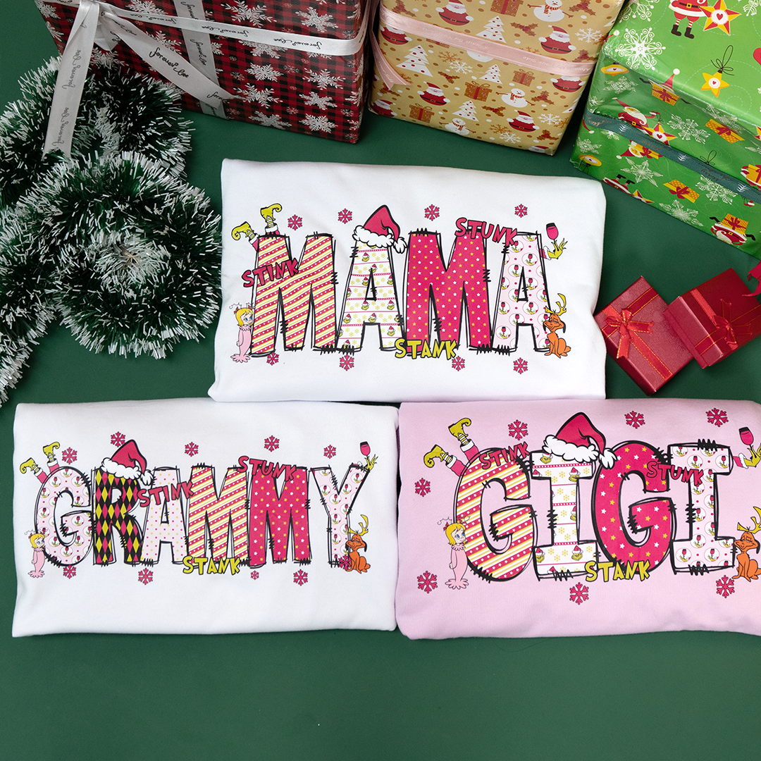 Custom Christmas Family Sweatshirt - Personalized Holiday Sweatshirt for Mama, Mom, Mimi, or Grandma with Kids' Name