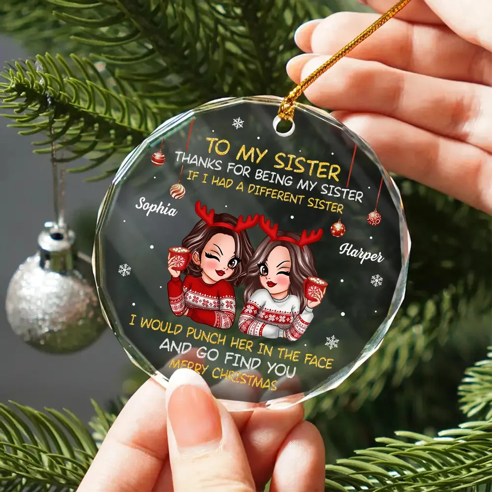 To My Sister Brother Merry Christmas - Personalized Circle Acrylic Ornament