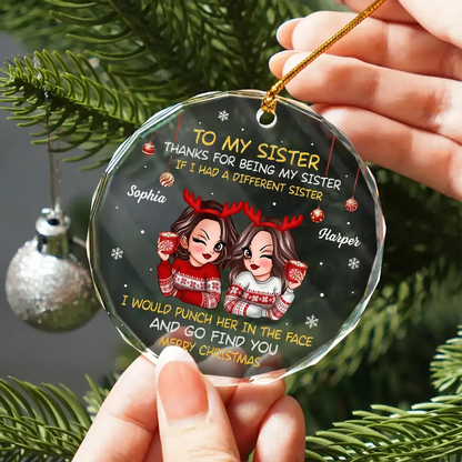 To My Sister Brother Merry Christmas - Personalized Circle Acrylic Ornament