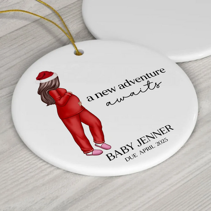 Pregnant Mom Baby Bump's First Christmas 2024 Ornament, Personalized Gifts Family, Pregnant Ornament, Baby Bump Christmas Ornament