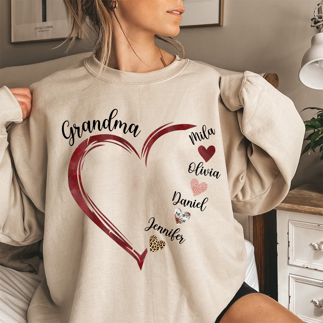 Grandma and Grandkids Hearts, Best Gift Mother's Day, Custom Grandma Shirt, Personalized Mother's Day Shirt