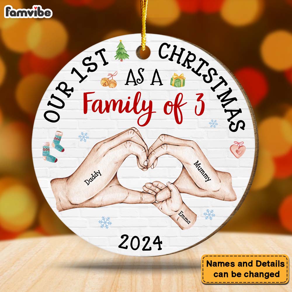 Personalized Baby's First Christmas As A Family Circle Ornament 28492