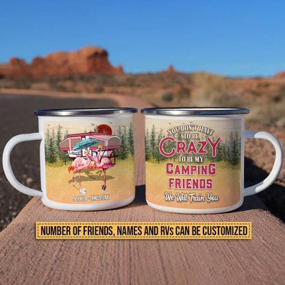 Camping Flamingo Bestie We Will Train You Custom Campfire Mug, Best Friend Camping Tumbler, BFF Gift, Campsite