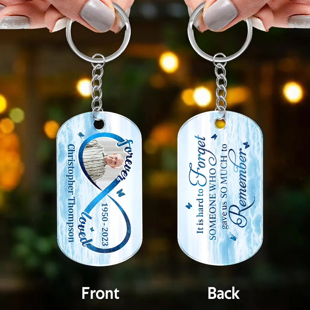 Forever Loved Memorial Remembrance Upload Photo Memorial Remembrance Personalized Acrylic Keychain