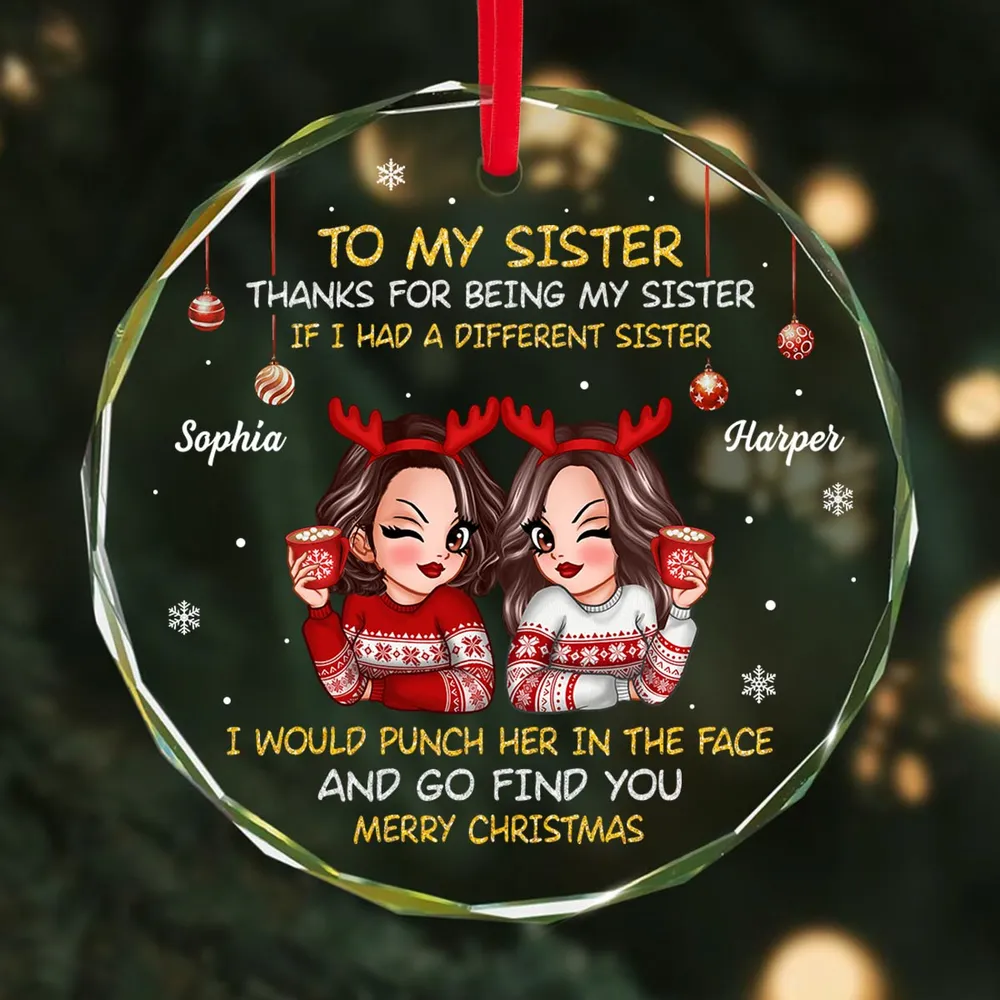 To My Sister Brother Merry Christmas - Personalized Circle Acrylic Ornament