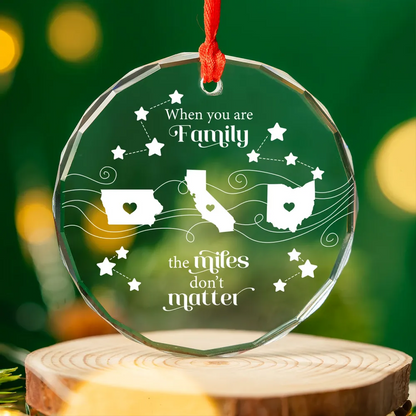 Long Distance Family Friends Siblings Sisters Besties Personalized Glass Ornament, Togetherness Christmas Gift