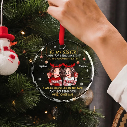 To My Sister Brother Merry Christmas - Personalized Circle Acrylic Ornament