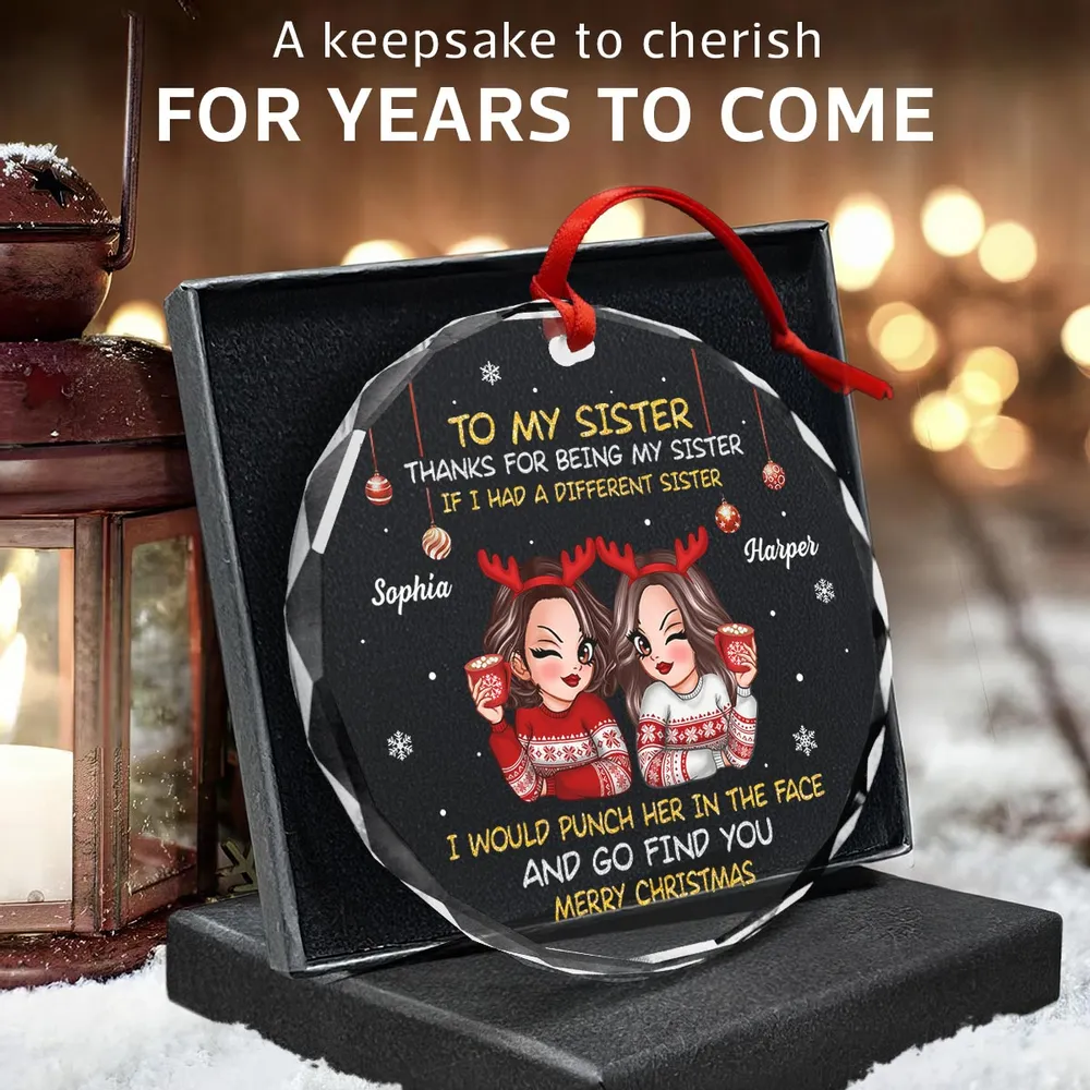 To My Sister Brother Merry Christmas - Personalized Circle Acrylic Ornament