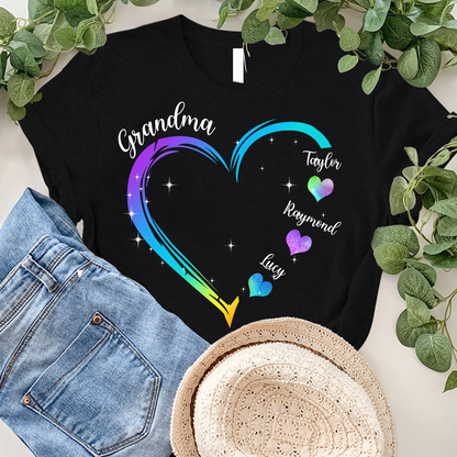 Grandma and Grandkids Hearts, Best Gift Mother's Day, Custom Grandma Shirt, Personalized Mother's Day Shirt