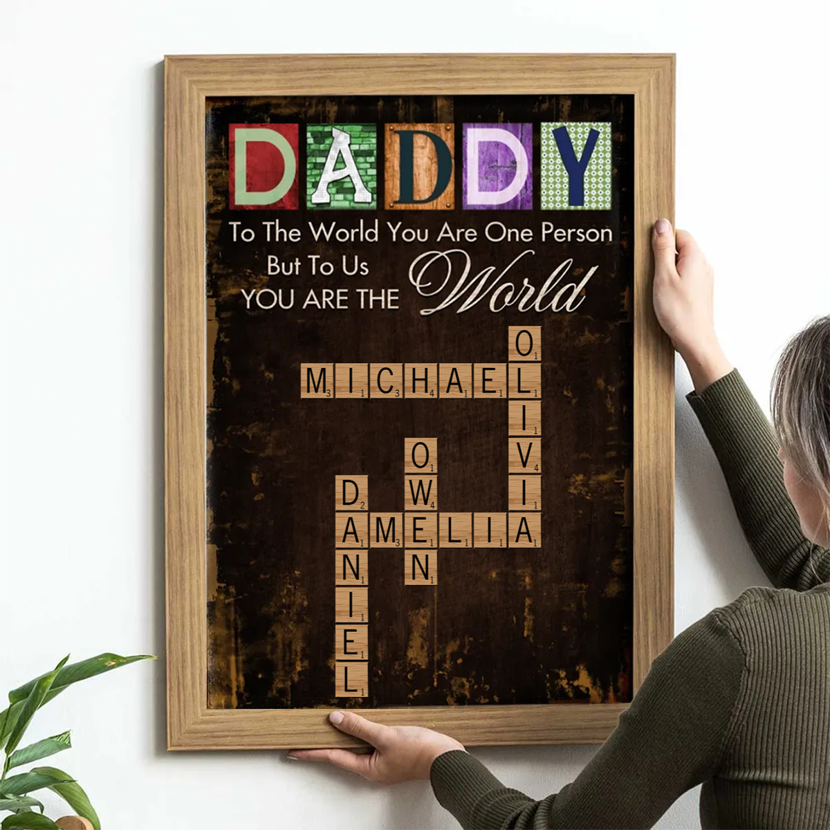 Grandma You Are The World Crossword Puzzle Art Home Decor Personalized Poster