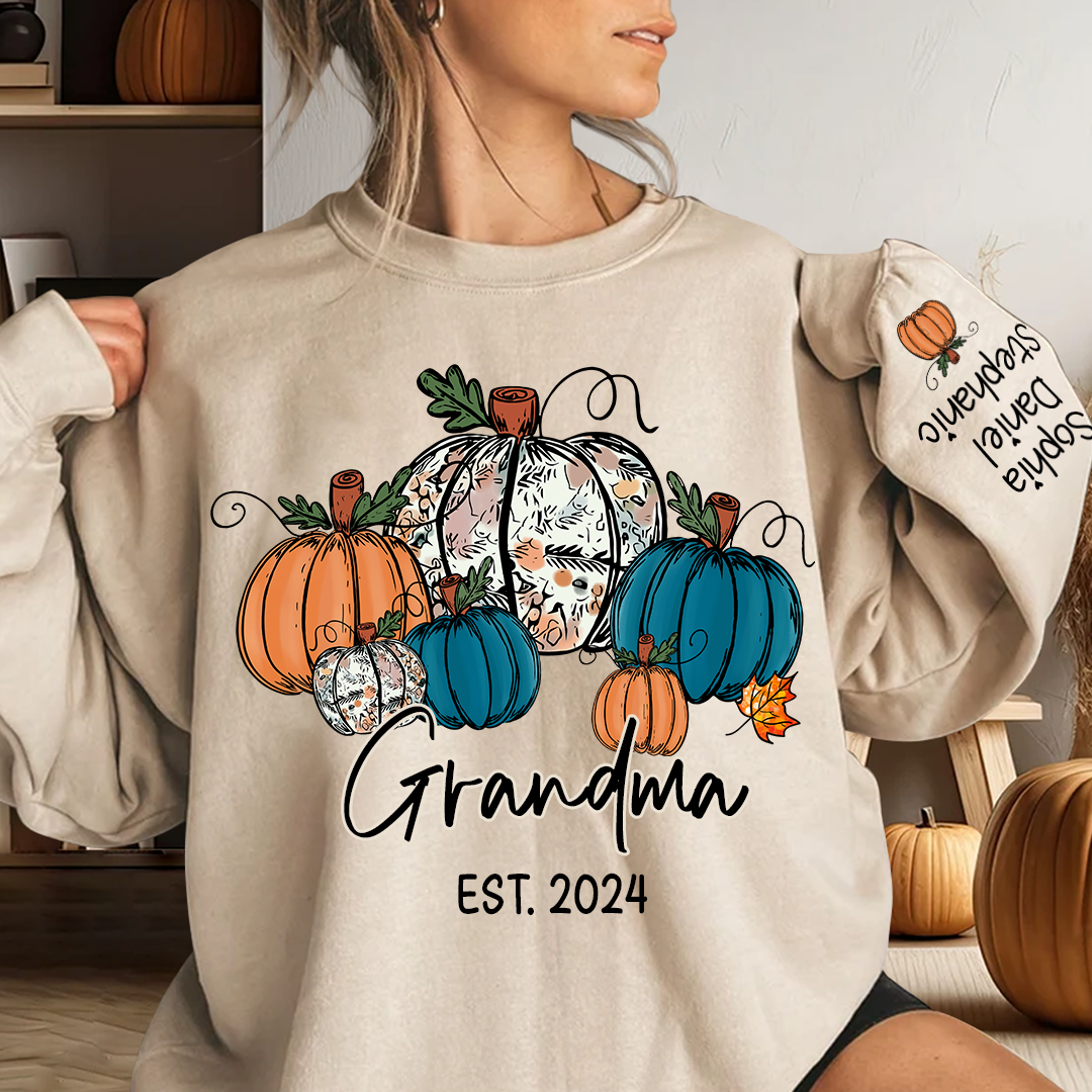 Pumpkin Grandma Est Year And Kids CTH01