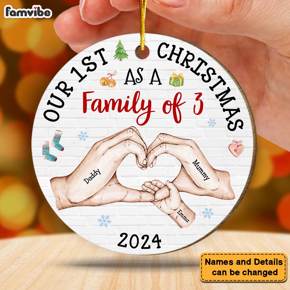 Personalized Baby's First Christmas As A Family Circle Ornament 28492