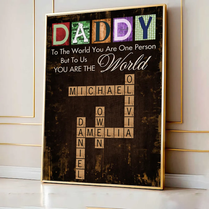 Grandma You Are The World Crossword Puzzle Art Home Decor Personalized Poster