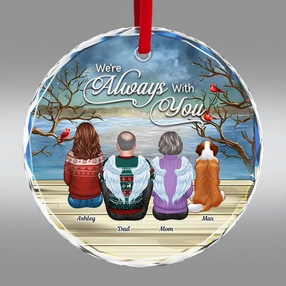 Always With You Christmas Family Sitting Back View - Personalized Circle Acrylic Ornament