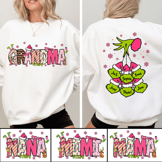 Custom Christmas Grandma Kids Name Sweatshirt