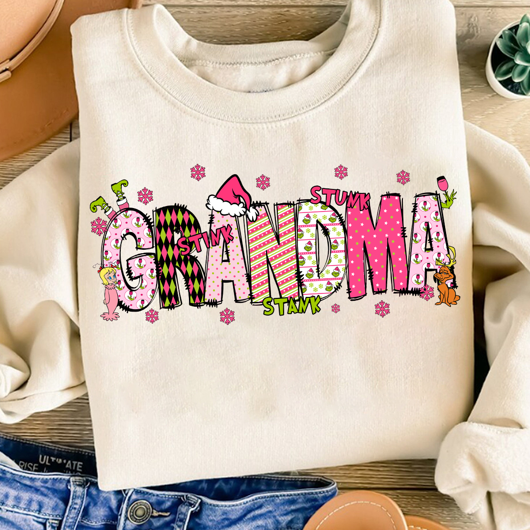 Custom Christmas Grandma Kids Name Sweatshirt