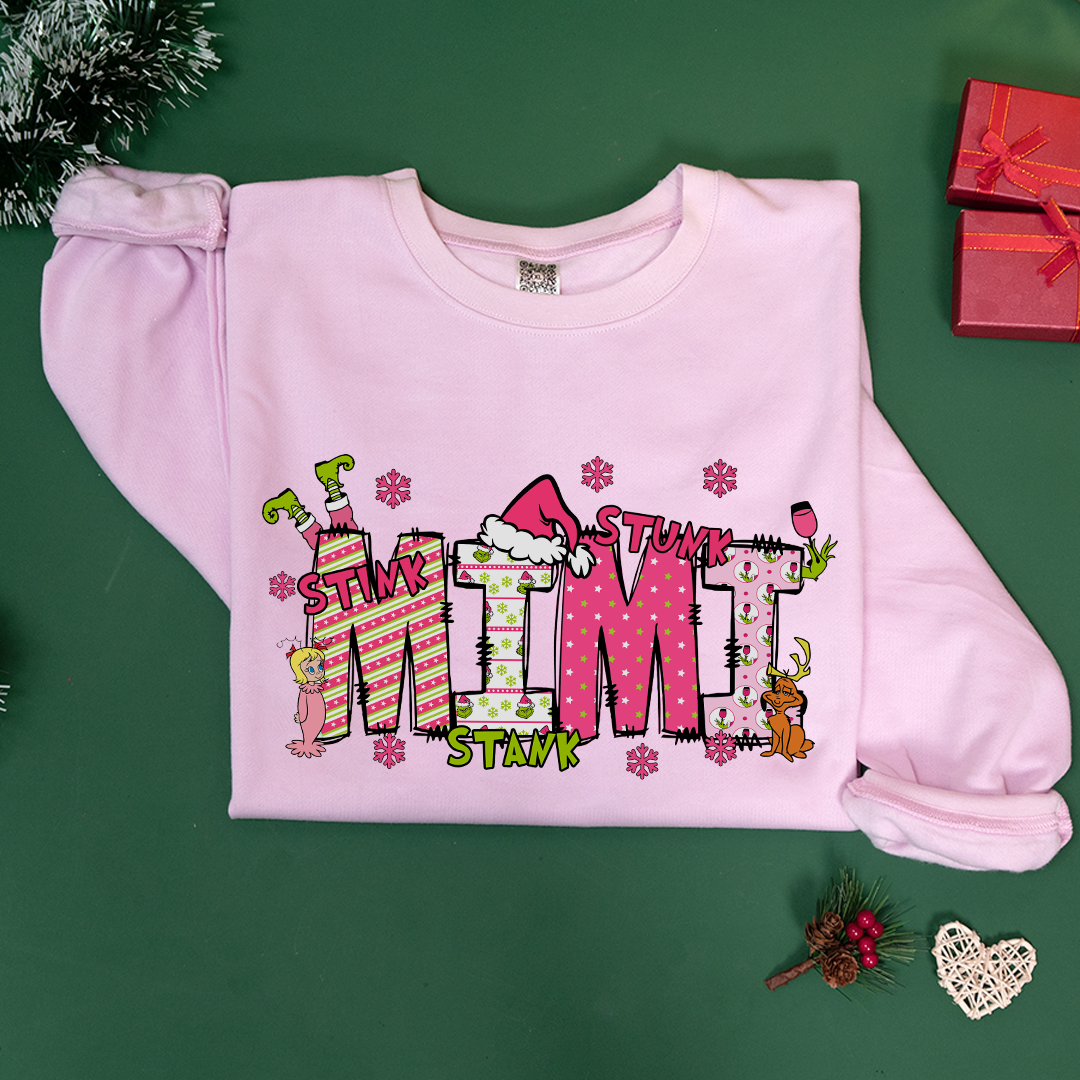 Custom Christmas Family Sweatshirt - Personalized Holiday Sweatshirt for Mama, Mom, Mimi, or Grandma with Kids' Name