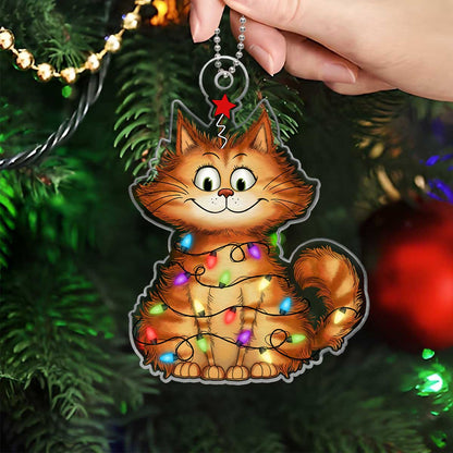 Funny Quirky Cat Personalized Custom Shape Acrylic Ornament, Christmas Gift For Cat Mom, Cat Dad