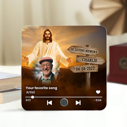 Upload Photo In Loving Memory Personalized Music Fridge Magnet, Sympathy Gift