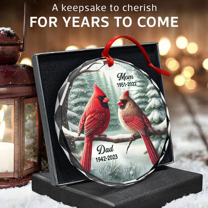 Winter Scene Memorial Cardinal Sympathy Gift Remembrance Keepsake Personalized Glass Ornament